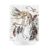Horse Indian Feathers - Polyester Shower Curtain (1005)