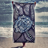 Beach/Bath Towel (30x60) - Zen Blue Flower (008) Design
