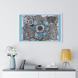 Premium Framed Horizontal Poster - Blue Sunflower (104) Design
