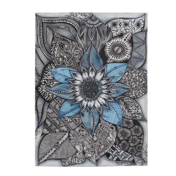 Throw Blanket (30x40/50x60/60x80) - Blue Sunflower (104) Design
