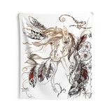 Horse w Indian Feathers Indoor Wall Tapestry (1005)