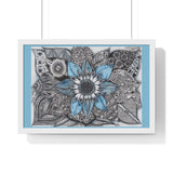Premium Framed Horizontal Poster - Blue Sunflower (104) Design