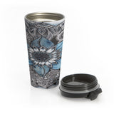 Travel Mug Stainless Steel 15oz - Blue Sunflower (104) Design