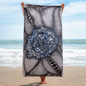 Beach/Bath Towel (30x60) - Zen Blue Flower (008) Design