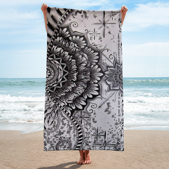 Beach/Bath Towel (30x60) - Mandala and Stars (001) Design