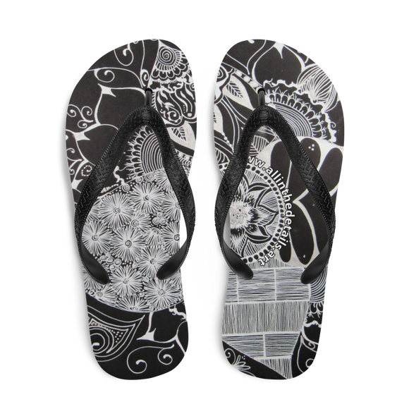 Flip Flop Sandal Slides - Ying Yang B&W (107) Design