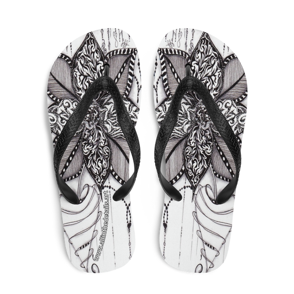 Flip Flop Sandal Slides - Zen Heart Flower (010) Design