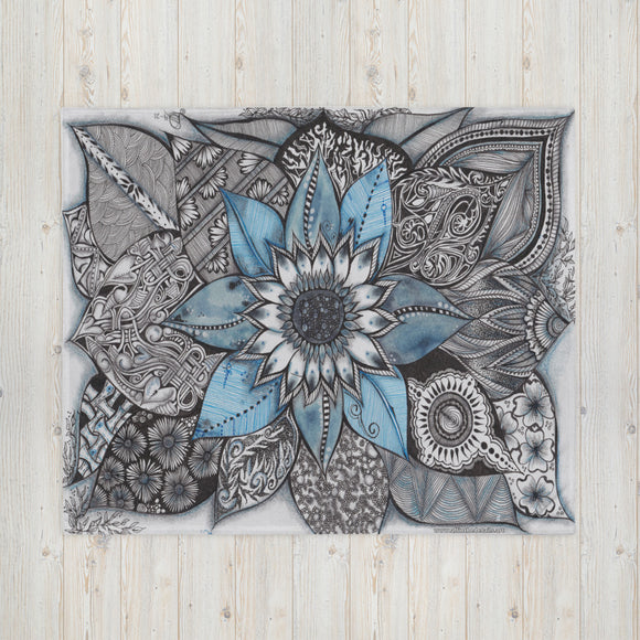 Throw Blanket (50x60) - Blue Sunflower (104) Design