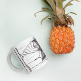 White glossy mug - Zen Heart Flower (010) Design