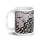 White glossy mug Mandala and Stars (001) Design